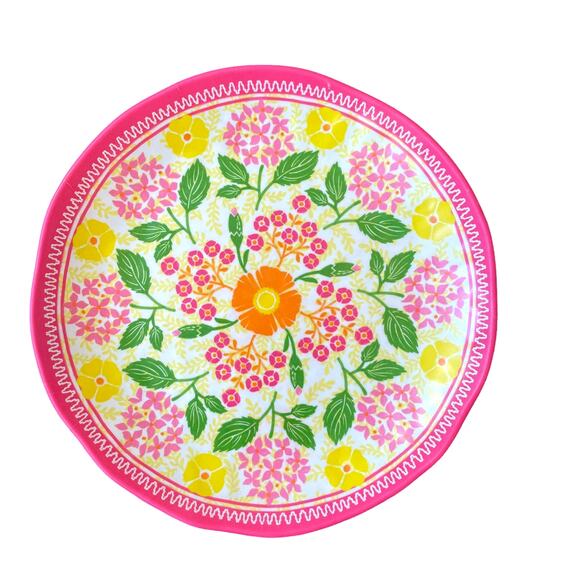 BELLA LUX Spring Pop of Color Floral Melamine Snack Plates Set of 4 NEW - Picture 1 of 8
